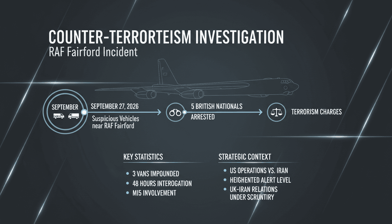 A police cordon near RAF Fairford during a counter-terrorism investigation, highlighting security concerns.