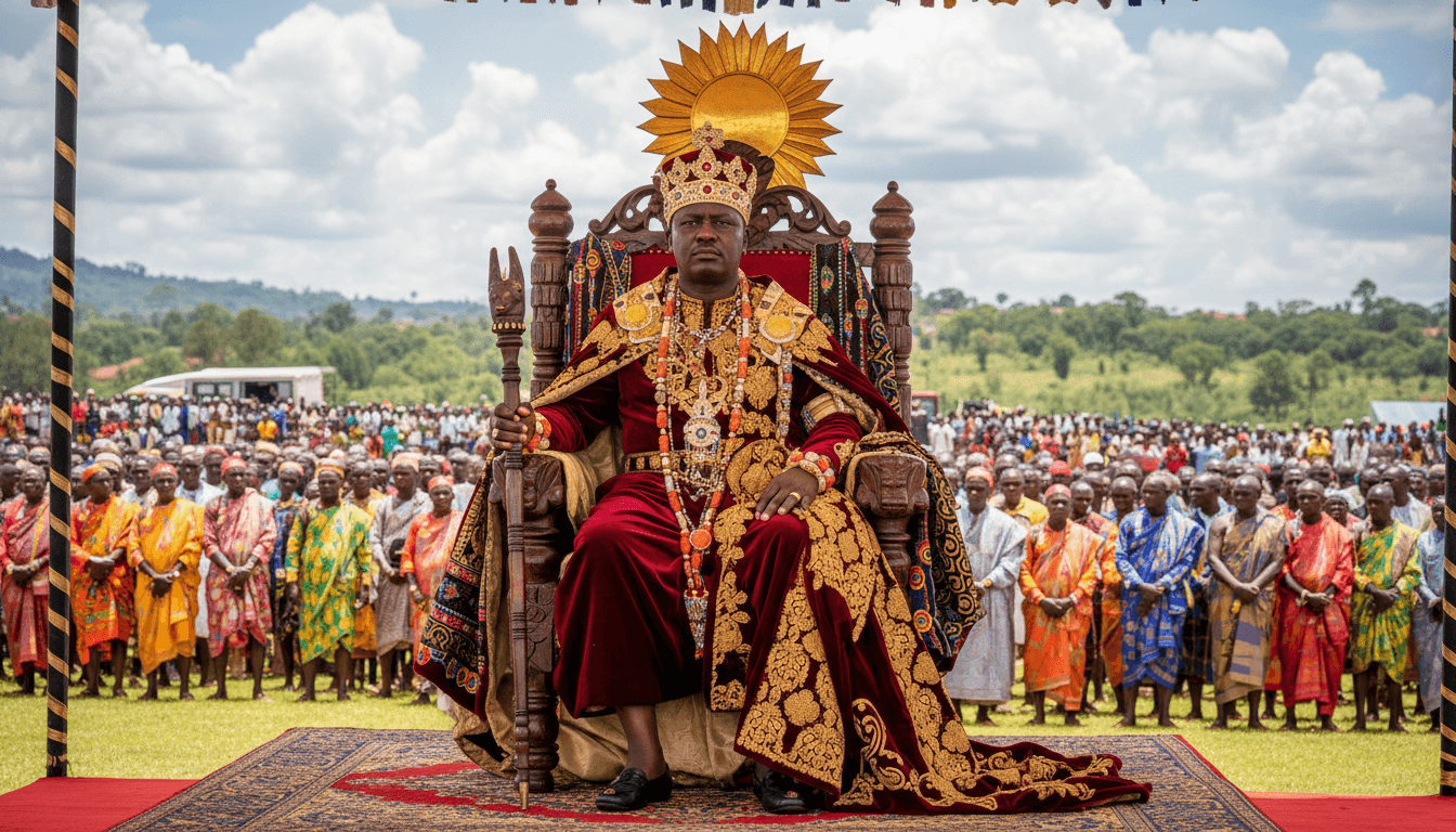 Edward Rukidi Kijanangoma in traditional attire during his coronation as king of the Tooro Kingdom in Uganda.