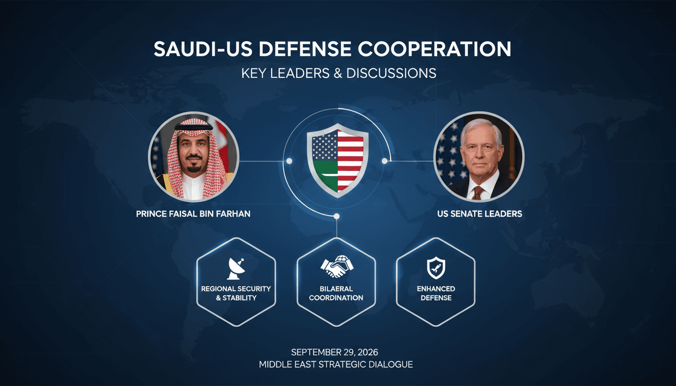 Saudi Foreign Minister Prince Faisal bin Farhan meeting with US Senate officials on defense cooperation.