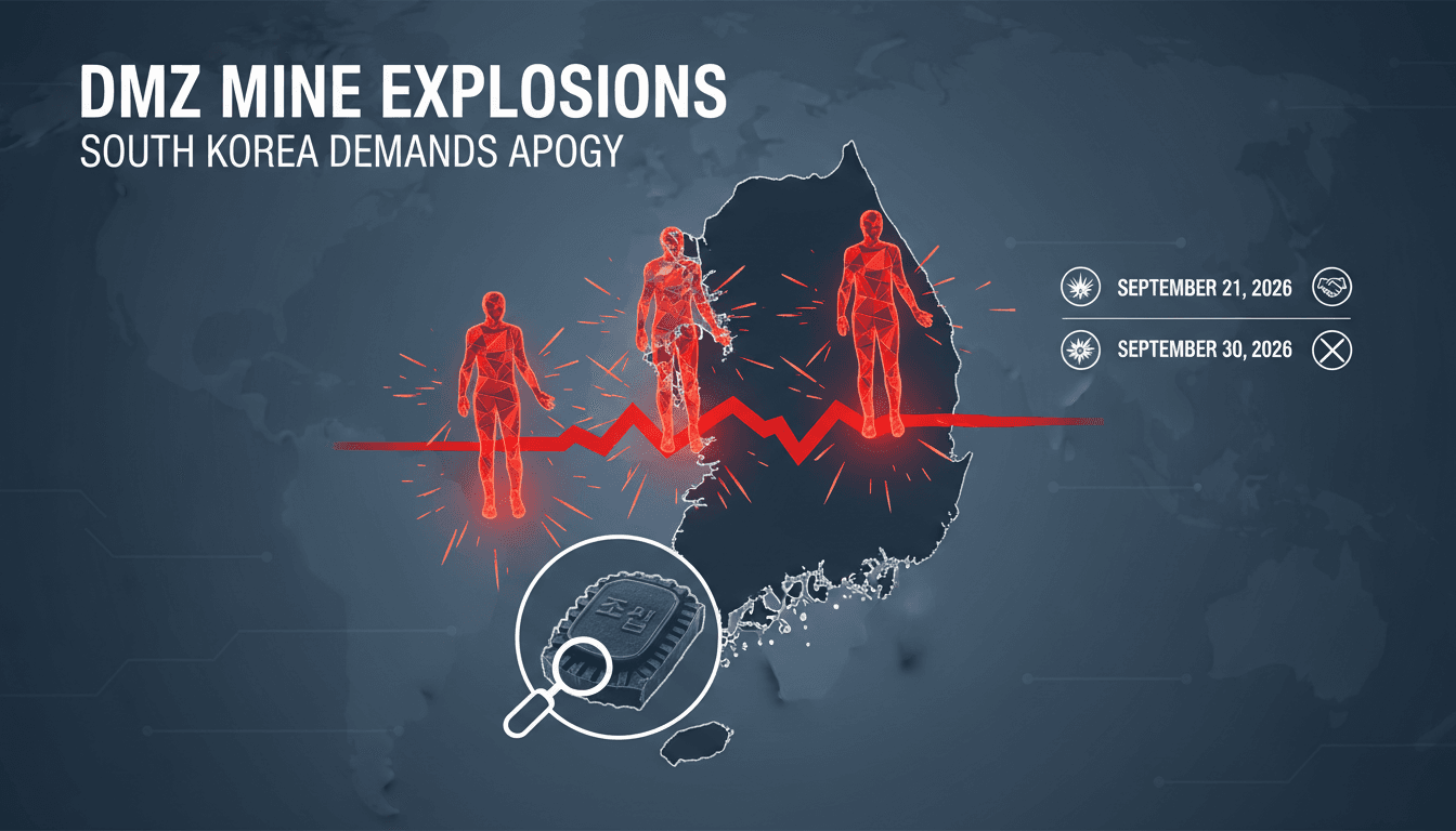Map of the DMZ highlighting the location of mine explosions and injured South Korean soldiers.