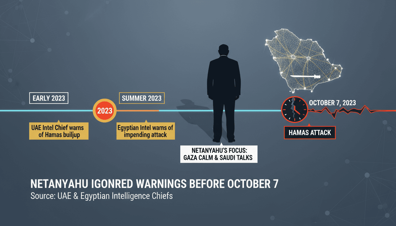 A timeline of Netanyahu's intelligence oversight leading to the October 7 attack, highlighting key warnings and decisions.