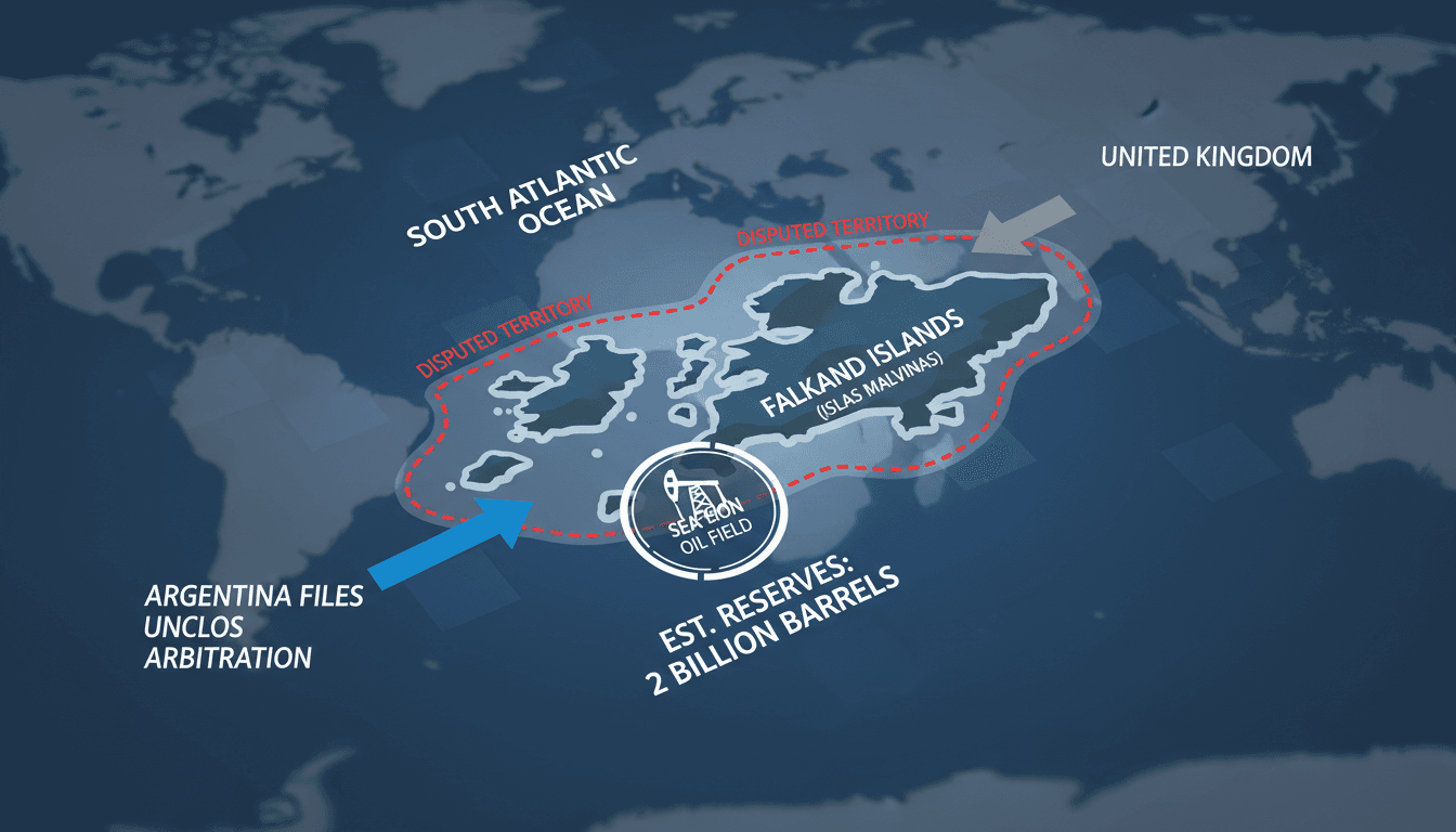 Map showing the Sea Lion oil field location and estimated reserves in the Falkland Islands.