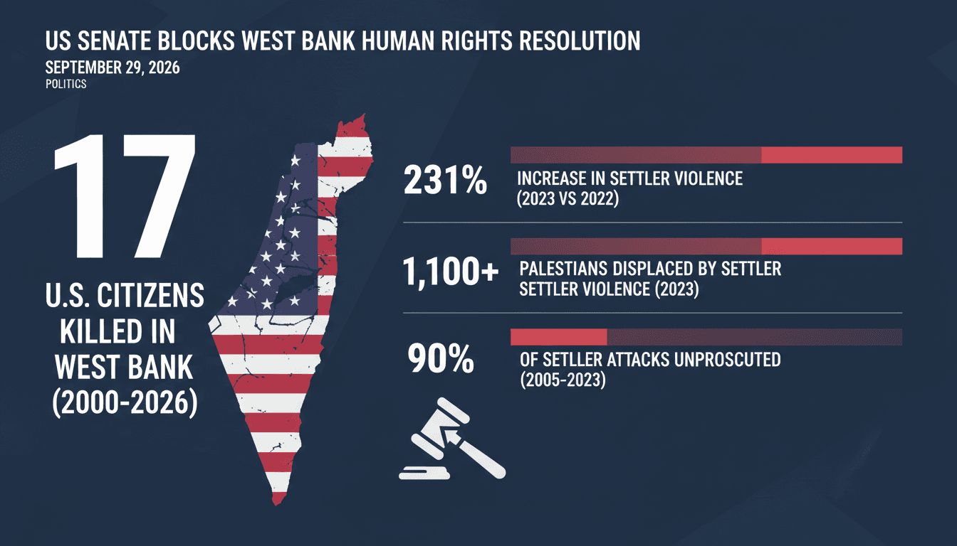 Infographic showing U.S. citizens killed in the West Bank and related human rights statistics.