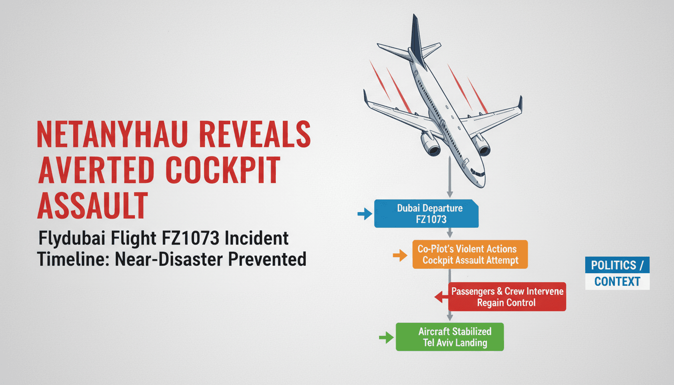 Illustration of the Flydubai cockpit assault incident, emphasizing the rapid descent and passenger intervention.