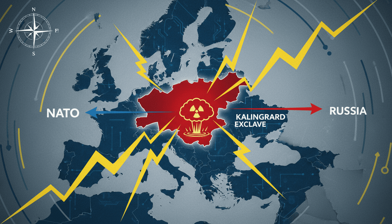 Map showing Kaliningrad exclave's location and NATO member states surrounding it.