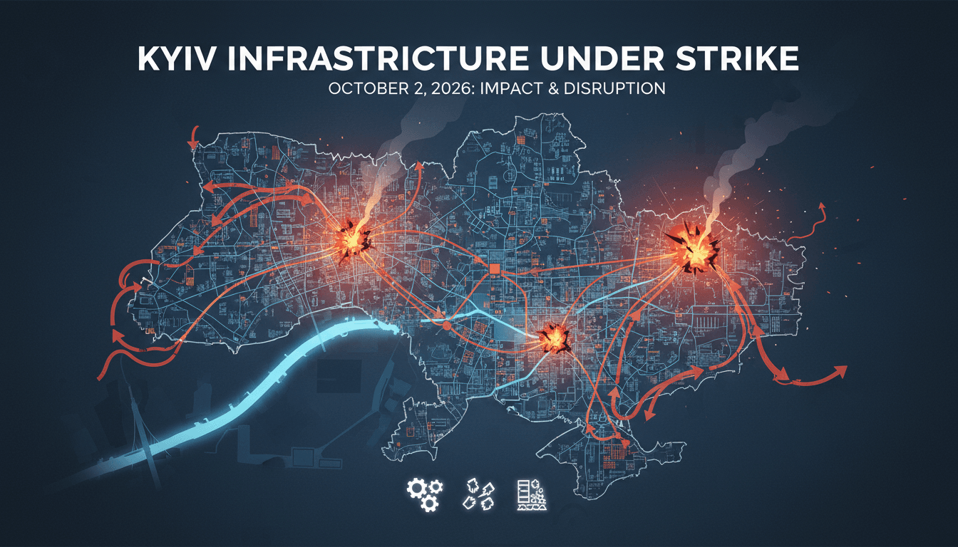 A visual representation of the damage to Kyiv's infrastructure from Russian aerial strikes, highlighting key areas affected.