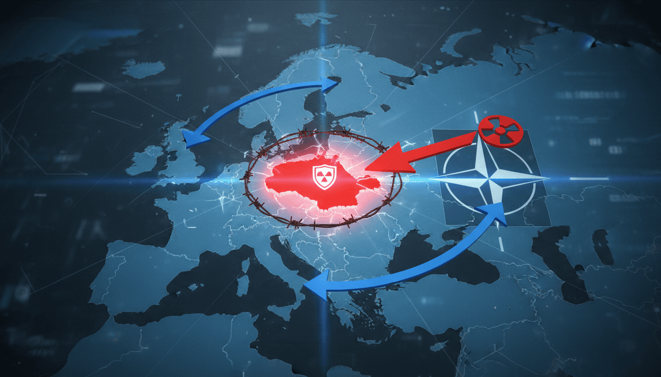 Map showing Kaliningrad's strategic position between NATO countries, highlighting defense readiness.