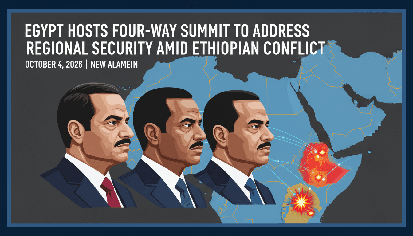 Leaders of Egypt, Eritrea, Somalia, and Sudan at a summit discussing regional security amid Ethiopian conflict.