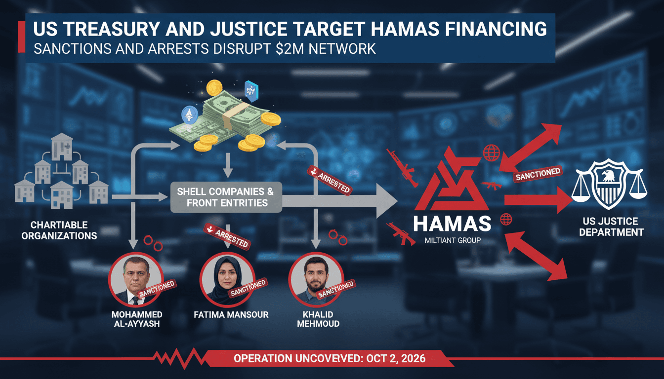 US Treasury and Justice Department Target Hamas Financing Network with Sanctions and Arrests