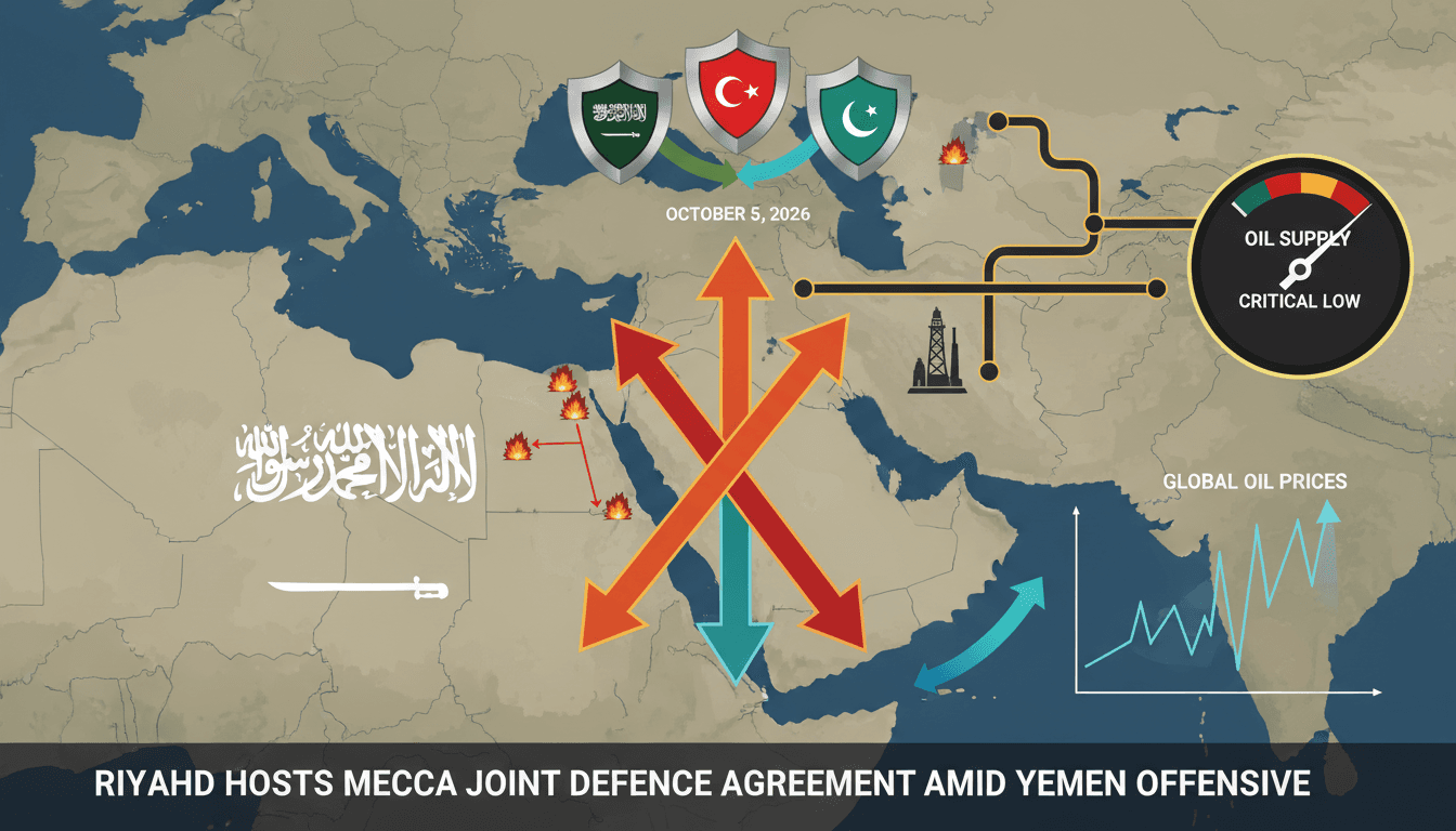 A map highlighting the military operations in Yemen and their implications for global oil supply.