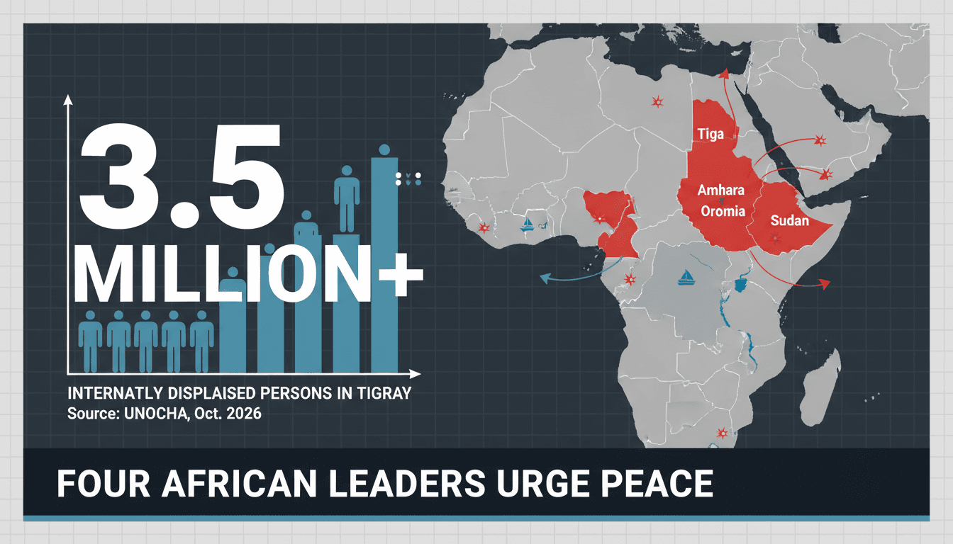 Infographic showing the number of internally displaced persons in Tigray and conflict zones in the Horn of Africa.