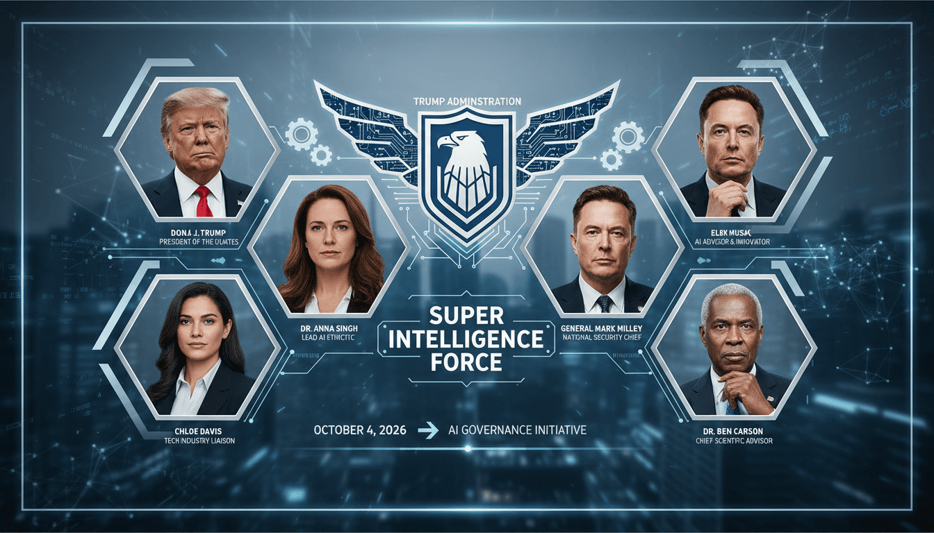 Graphic depicting the Super Intelligence Force members and their roles in AI regulation.