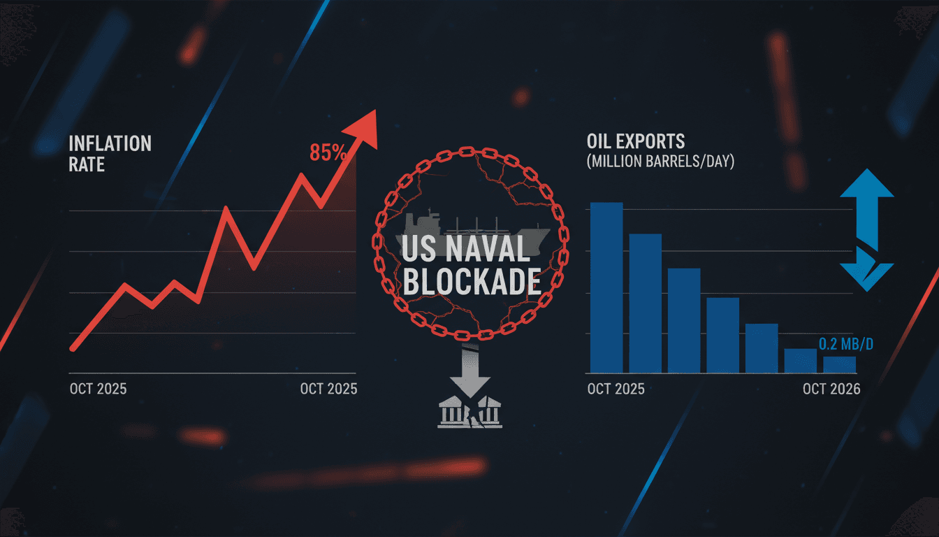 Infographic illustrating Iran's economic crisis, highlighting inflation and oil export challenges.