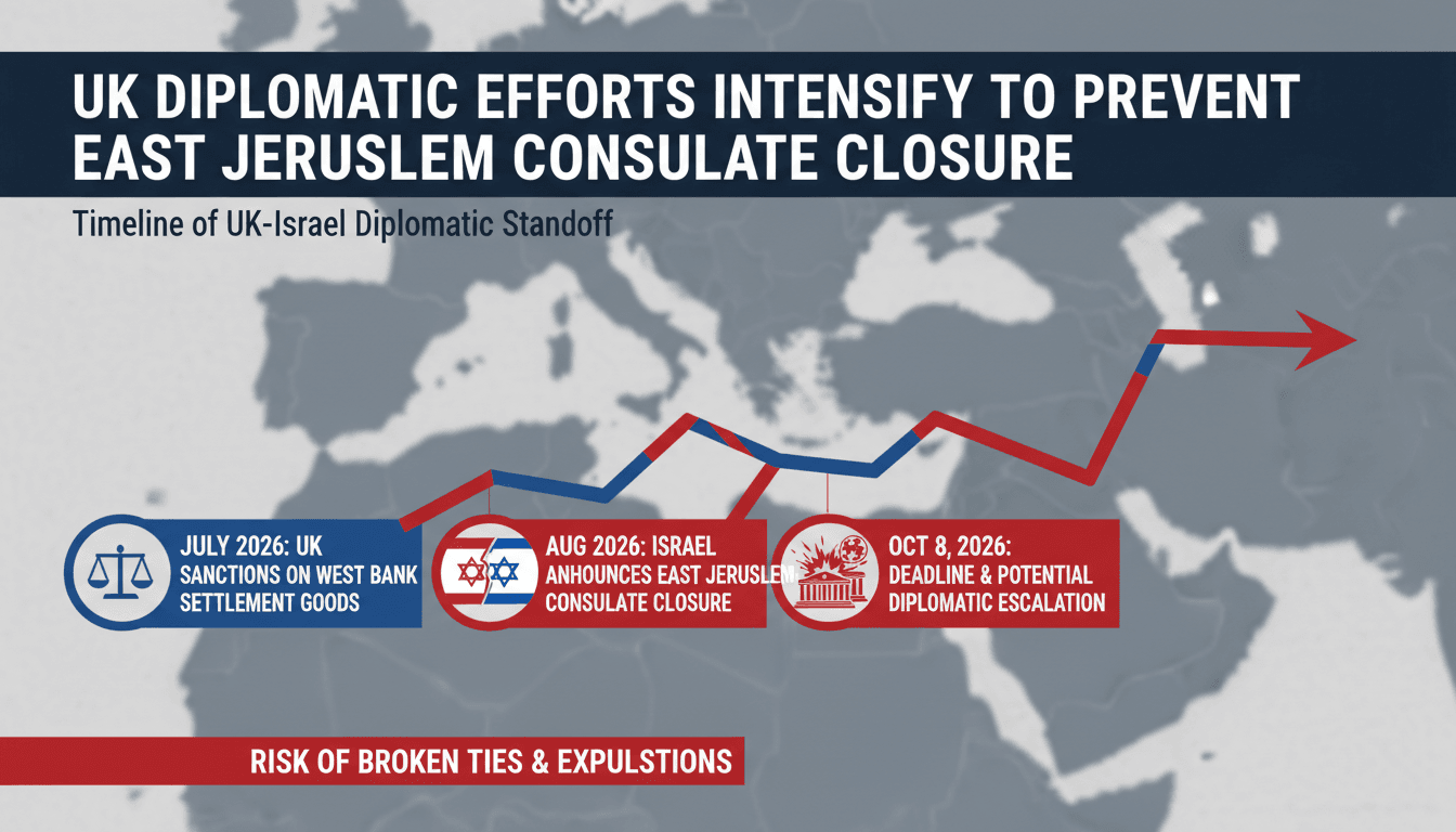 A map highlighting the location of the UK consulate in East Jerusalem amidst ongoing diplomatic tensions.