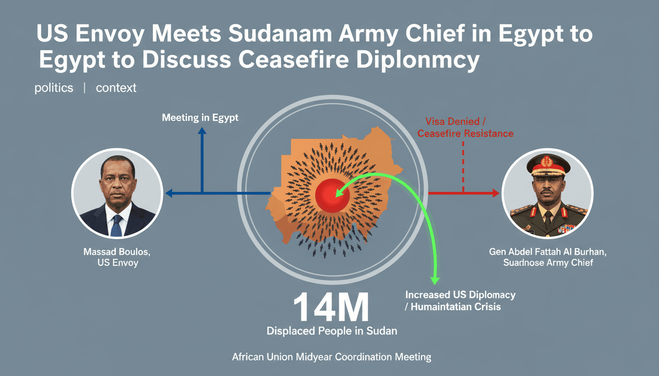 US envoy Massad Boulos meeting with Sudanese army chief Gen Abdel Fattah Al Burhan during ceasefire talks in Egypt.