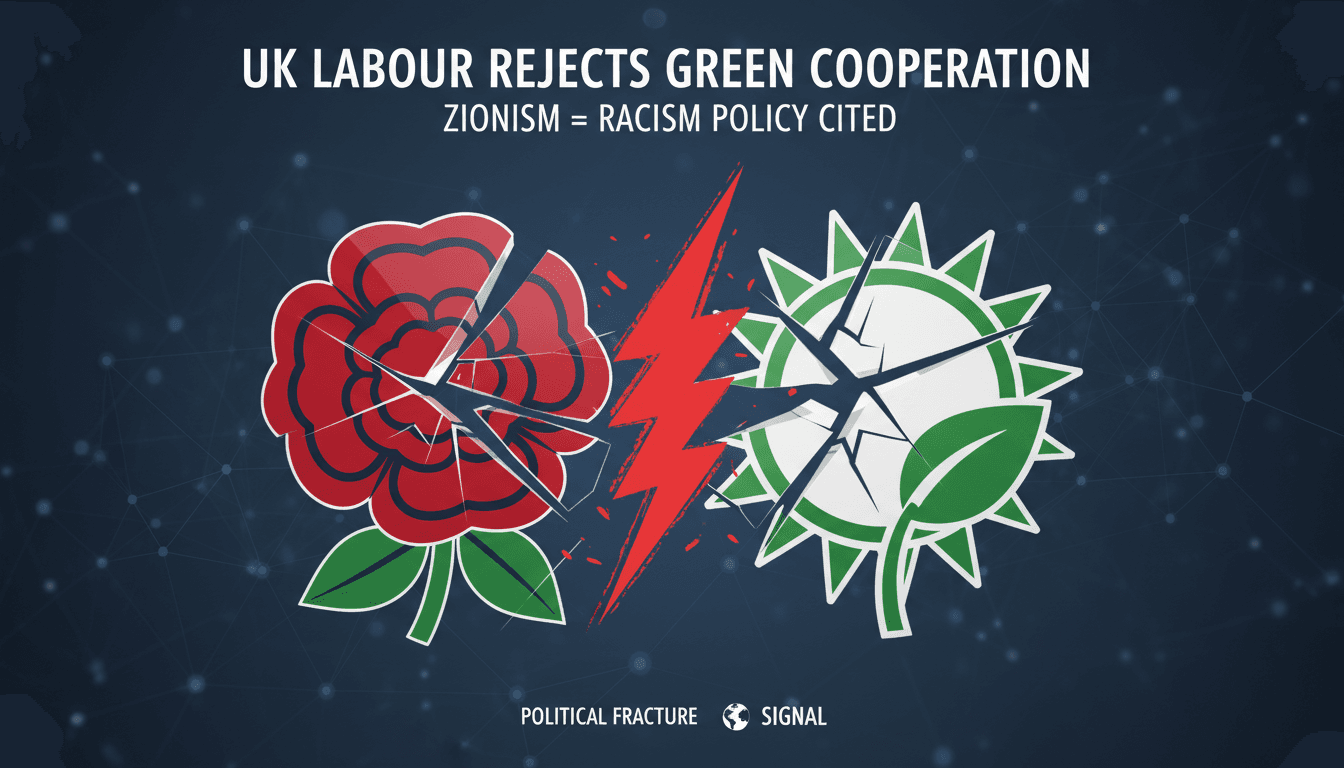 A graphic showing the political isolation of the Green Party by the Labour Party in the UK.