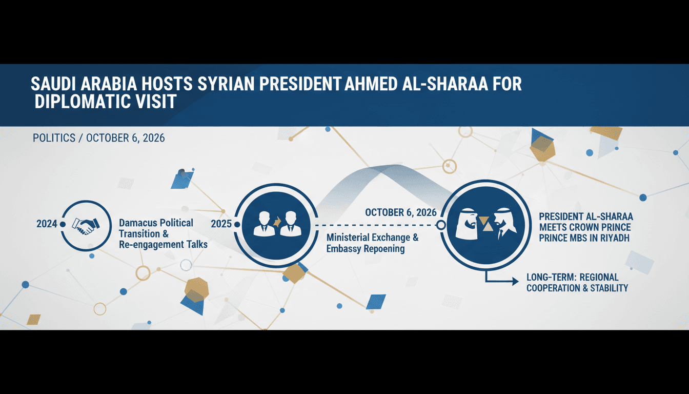 A visual representation of Saudi Arabia and Syria's diplomatic relations since 2024, featuring key figures and events.