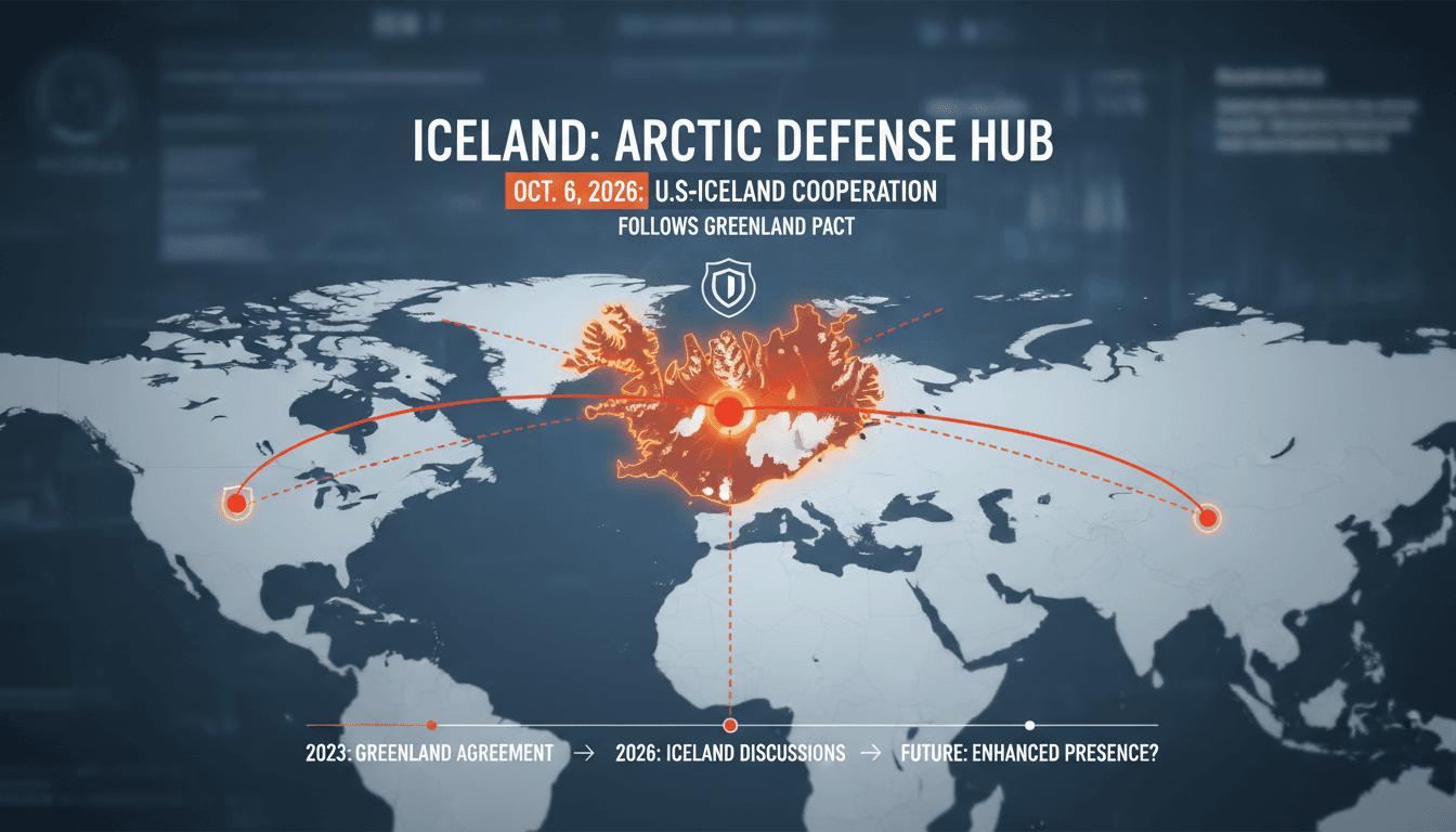 Map showing Iceland's strategic location in the Arctic and its role in U.S. defense cooperation.