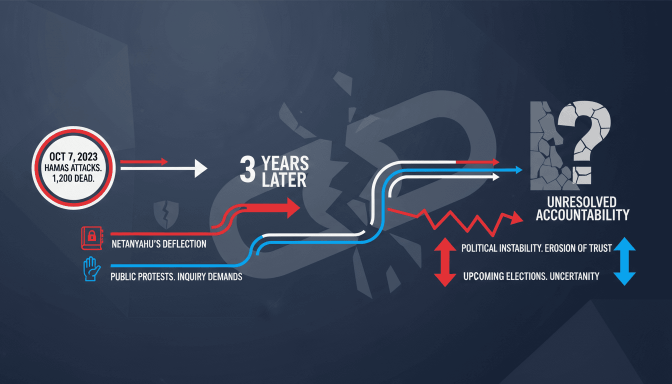 A graphic showing the timeline of accountability demands related to Netanyahu's leadership in Israel.