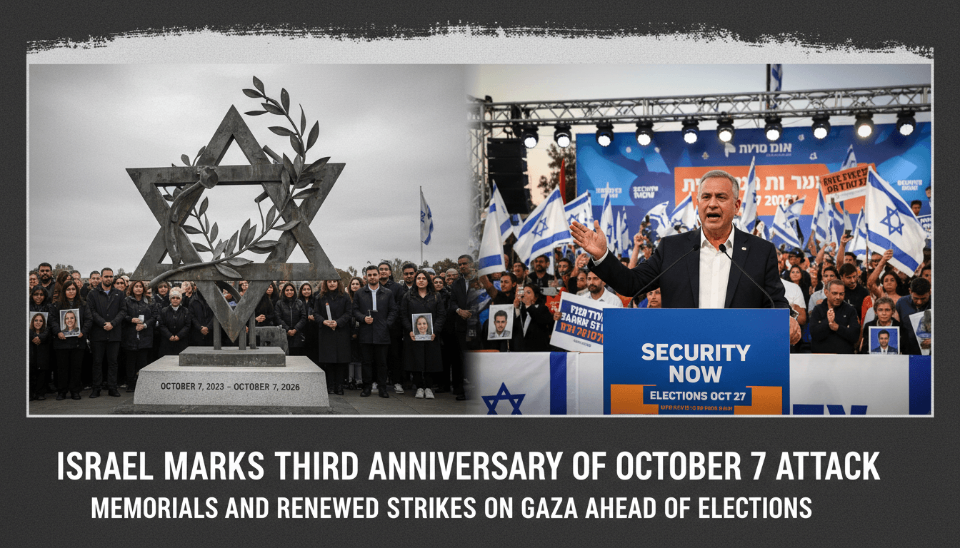 Memorials for the October 7 attack in Israel, highlighting ongoing conflict and political tensions.