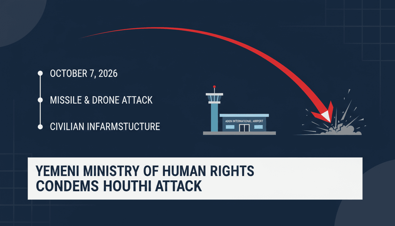 A graphic showing the missile trajectory towards Aden International Airport during the Houthi attack.