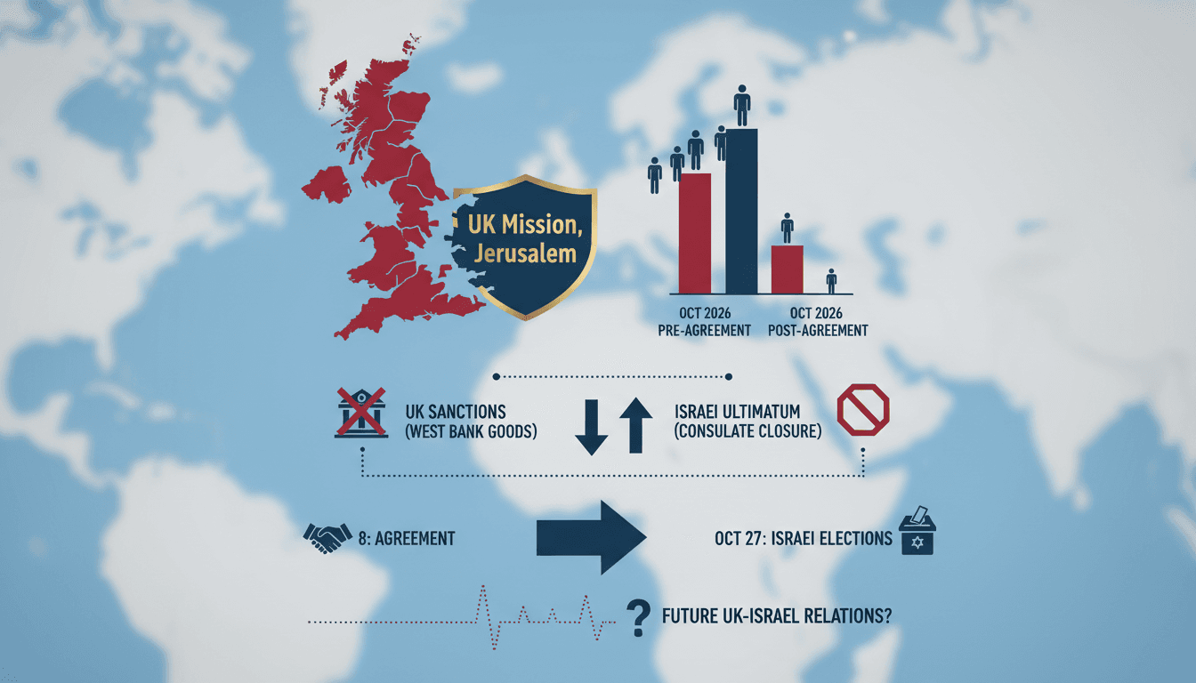 Infographic showing the reduction of British diplomats in East Jerusalem and implications for UK-Israel relations.