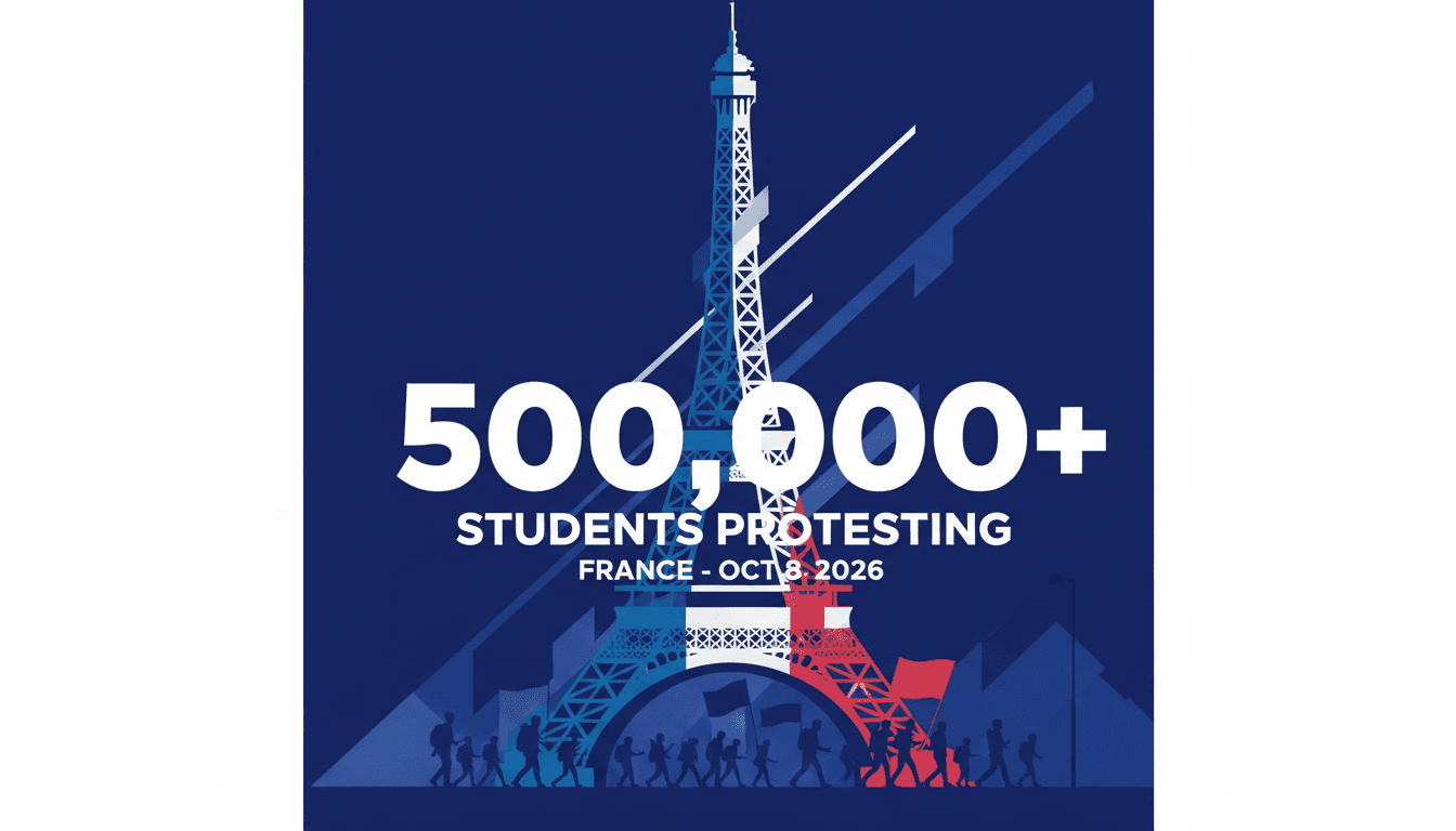 A visual representation of high school protests in France, showcasing students marching for educational reform.