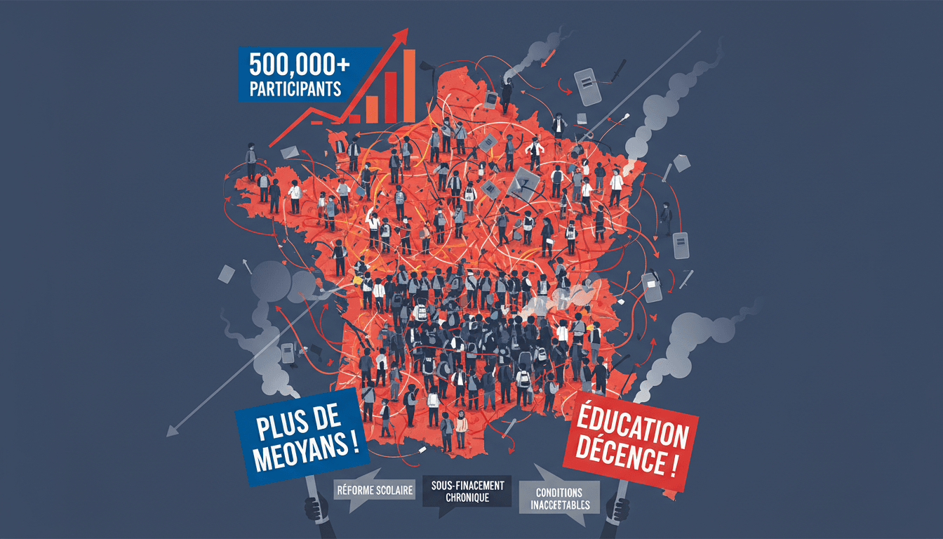 A visual representation of the French student protests, showcasing crowds demanding better educational conditions.