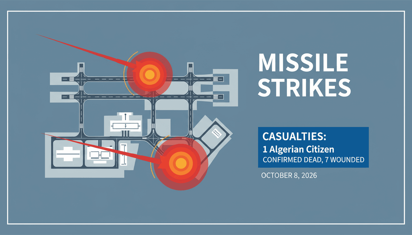 A graphic depicting the missile attack on Abha International Airport, highlighting casualties and international reactions.