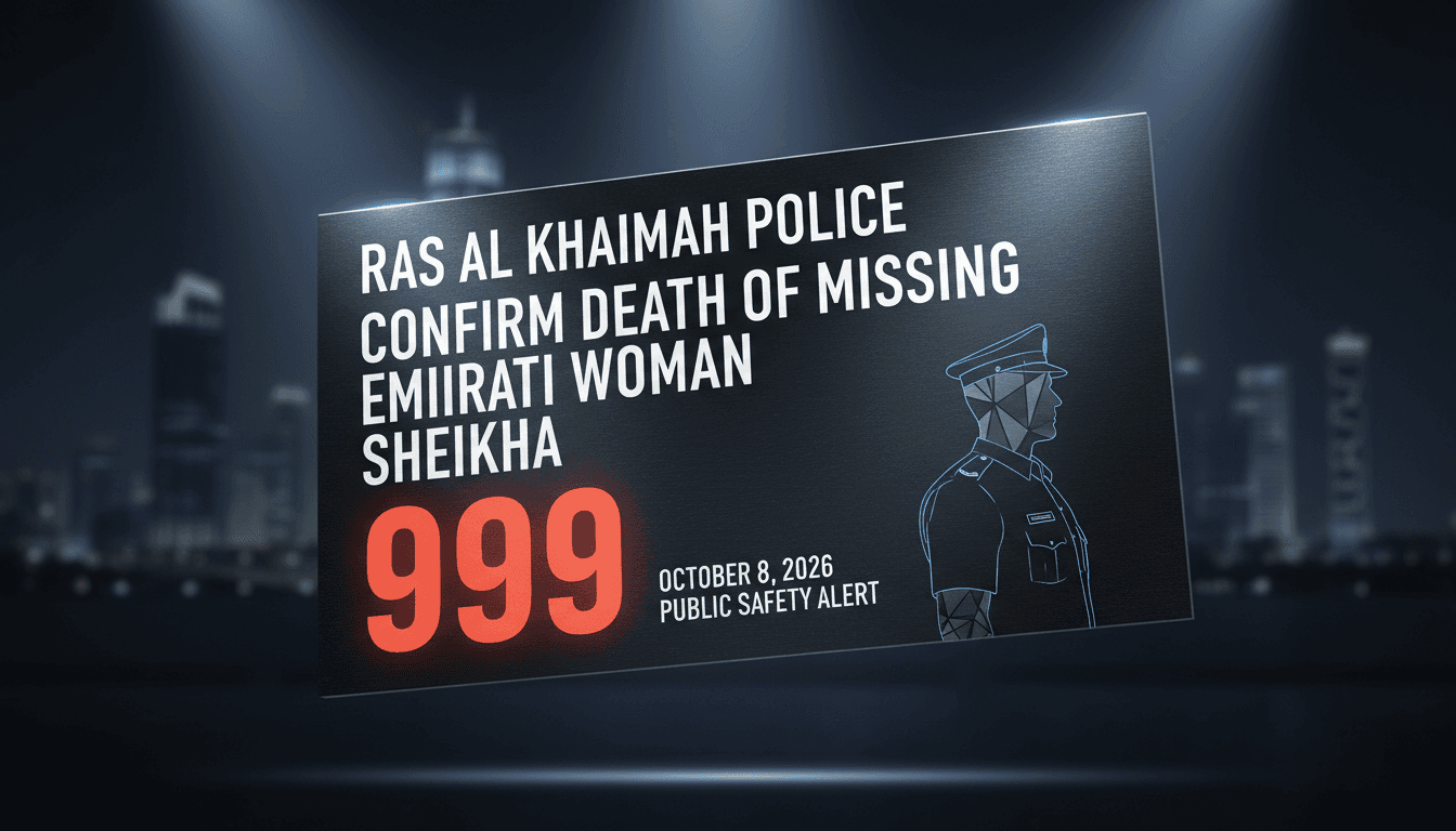 A police officer silhouette with the emergency number 999, representing community safety efforts in Ras Al Khaimah.