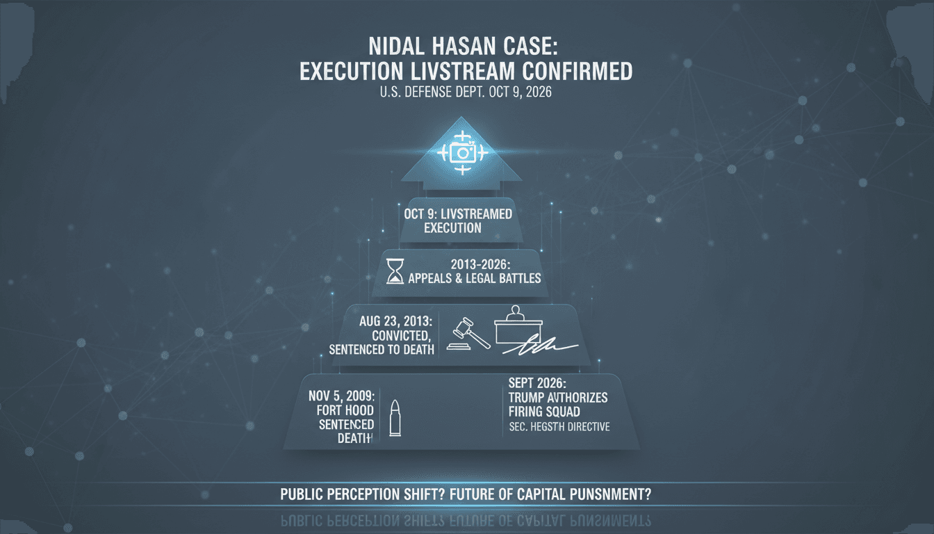 Infographic showing the timeline of Nidal Hasan's case and the implications of his upcoming execution.