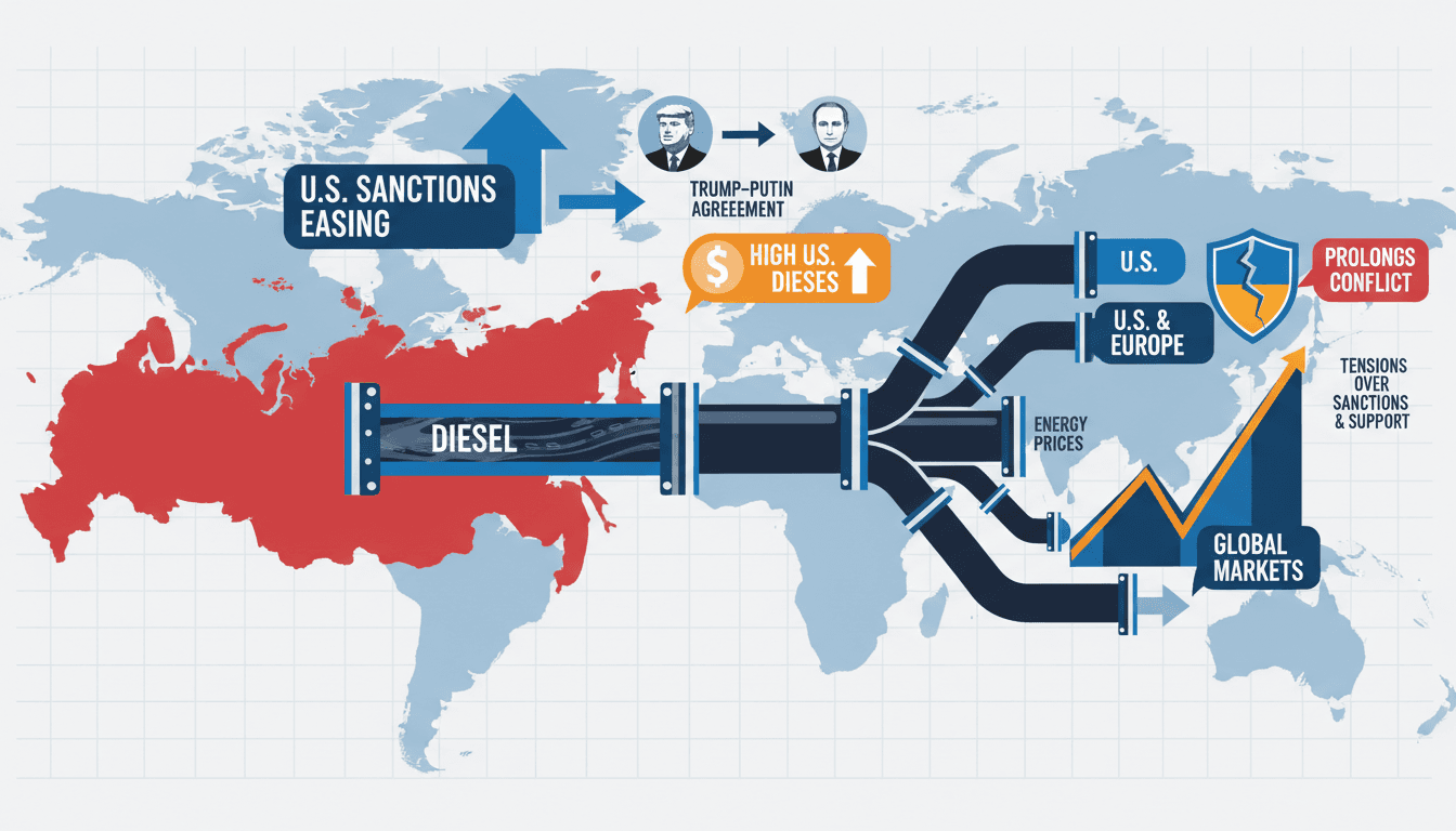 Infographic illustrating the proposed Russian diesel exports and their potential impact on global energy markets.