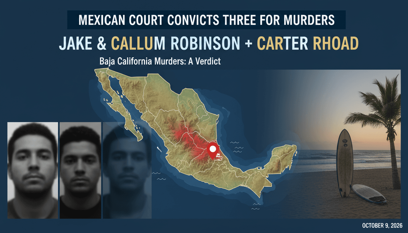A map of Baja California highlighting the location of the surfer murders involving Australian and American victims.