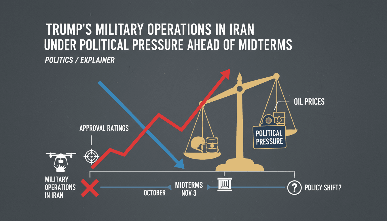 Infographic showing the impact of Trump's military pause in Iran on voter sentiment and oil prices.
