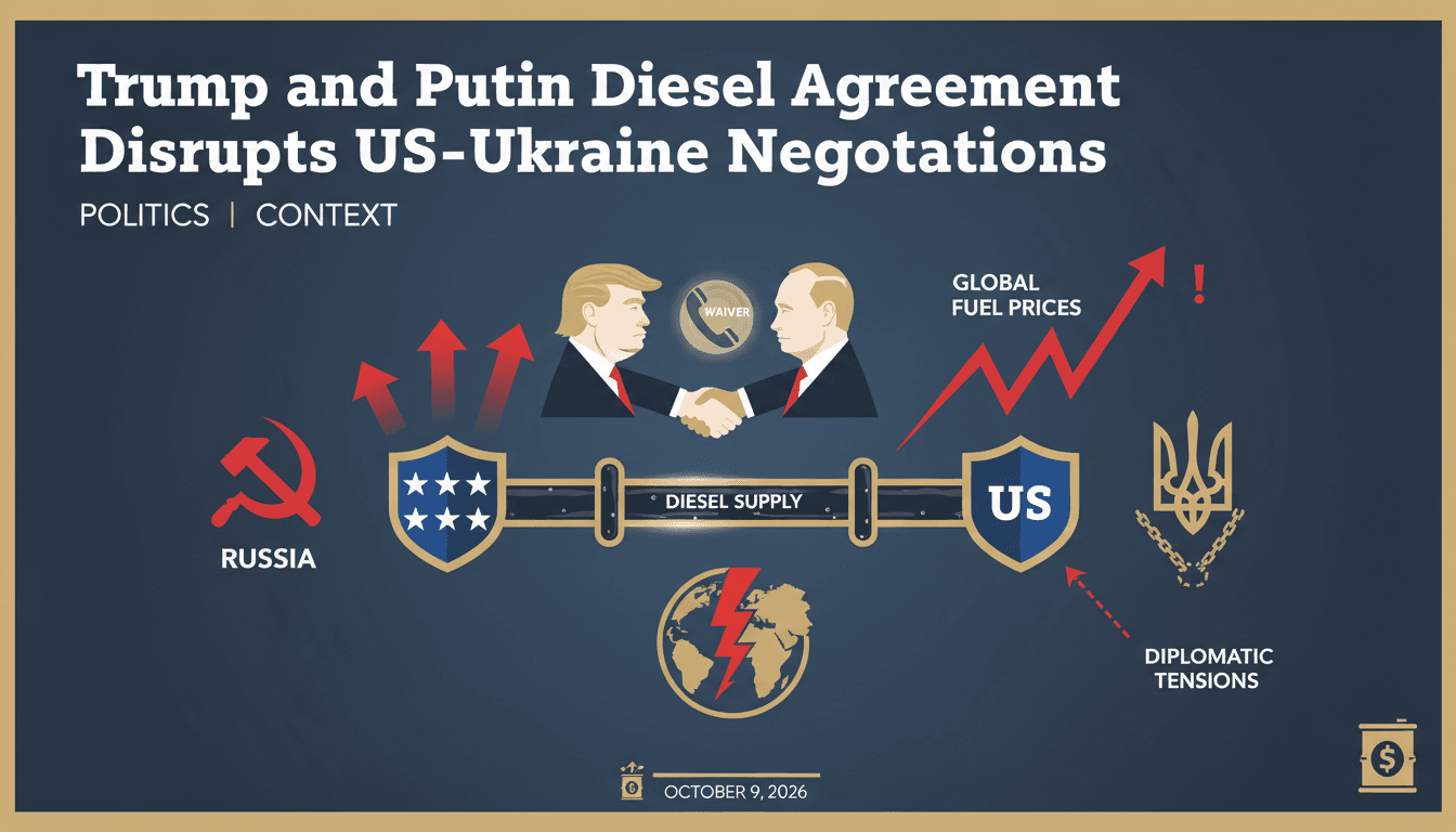 Infographic illustrating the Trump-Putin diesel supply agreement and its impact on global fuel prices.