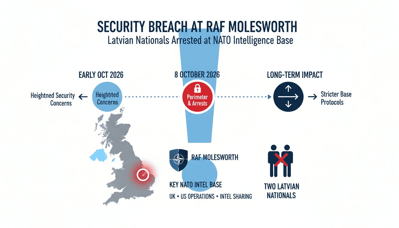 Two Latvian nationals bailed after breaching RAF Molesworth intelligence base, highlighting security concerns.