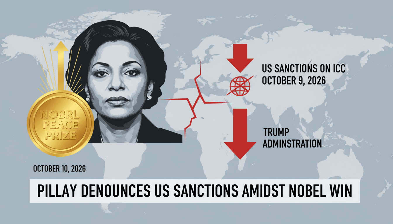 Navi Pillay speaking at the Nobel Peace Center, condemning US sanctions on the ICC.