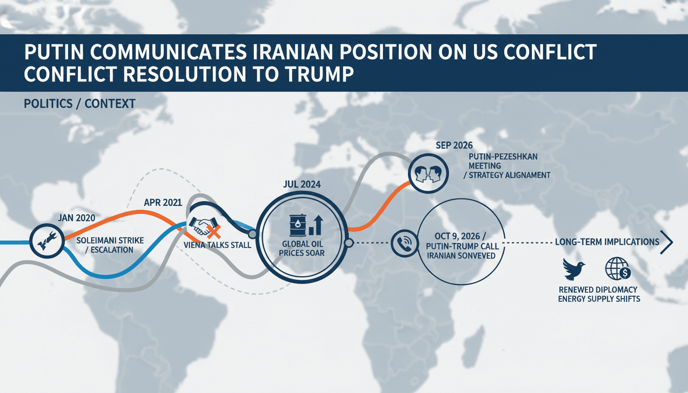 Infographic detailing the Iran-US conflict timeline and key diplomatic interactions.