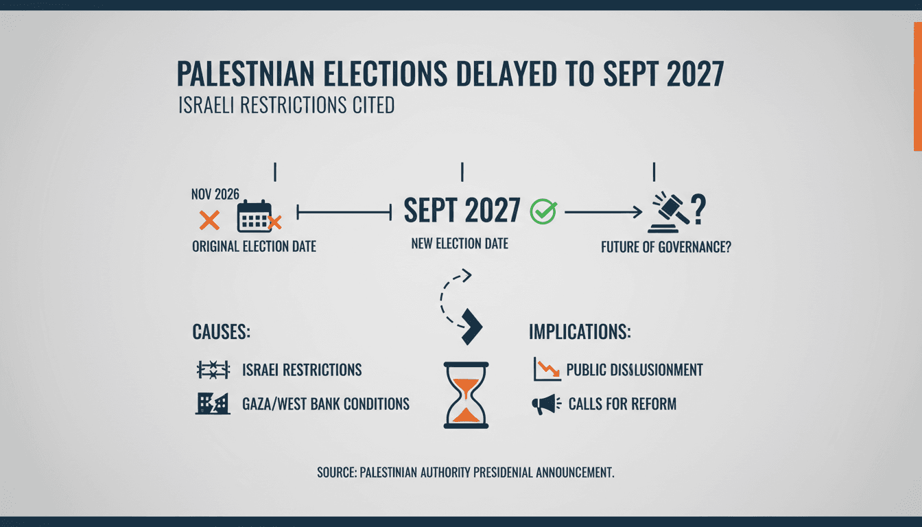 Palestinian Authority Delays Legislative Elections to September 2027 Due to Israeli Restrictions