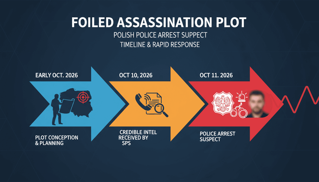 A police officer investigating a scene related to the assassination plot against Prime Minister Tusk in Poland.
