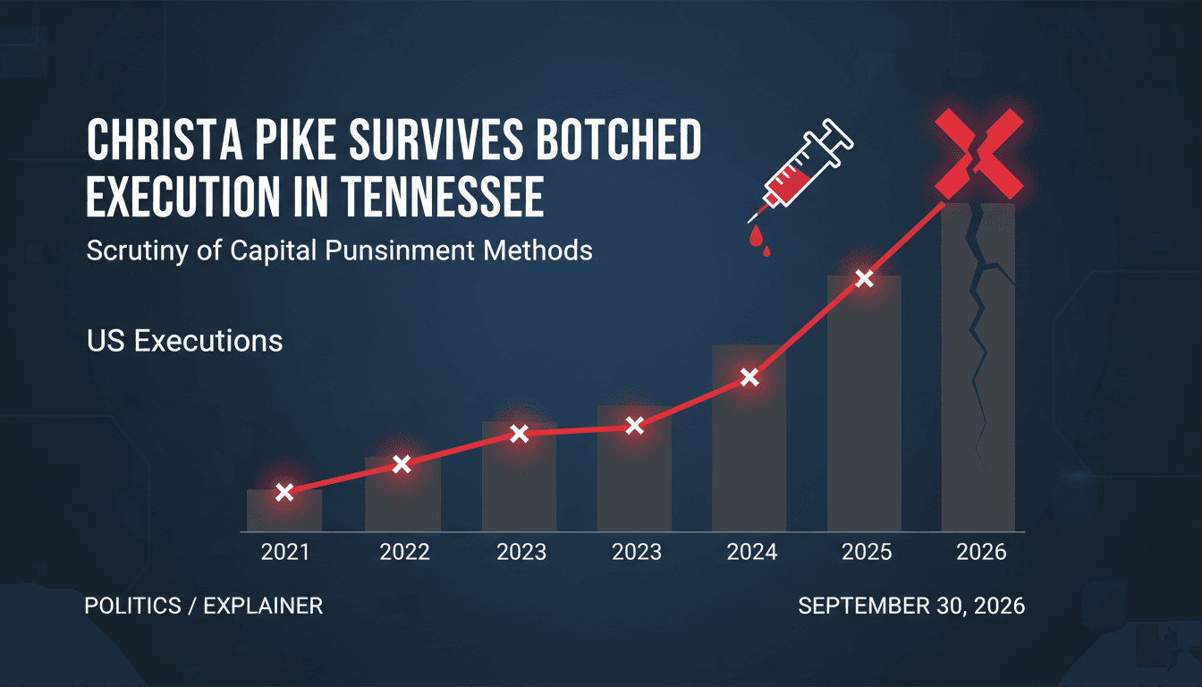 Infographic showing the rise in U.S. executions and botched executions, highlighting Christa Pike's case.