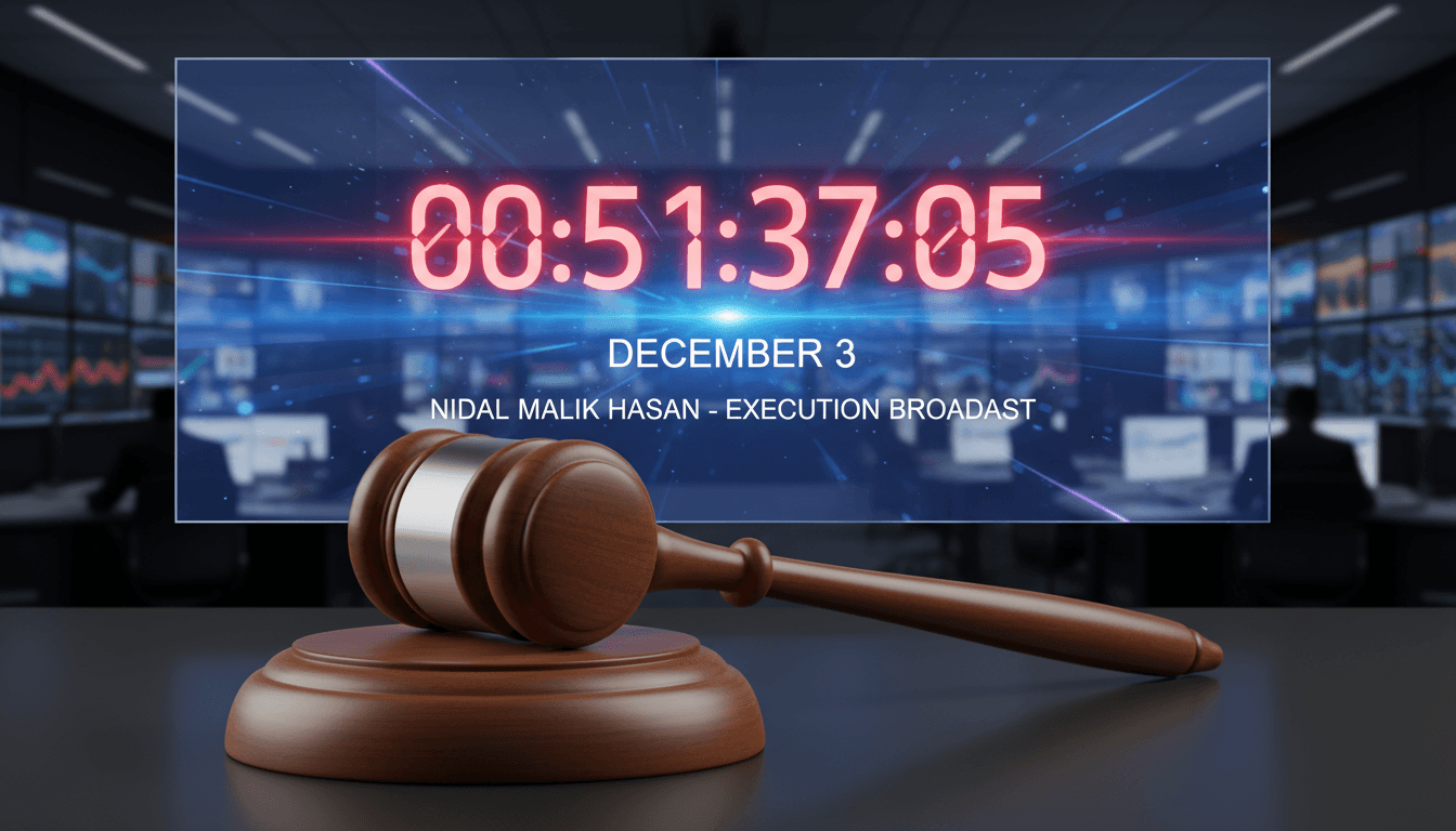 A gavel and digital countdown timer representing the tension between justice and media spectacle.
