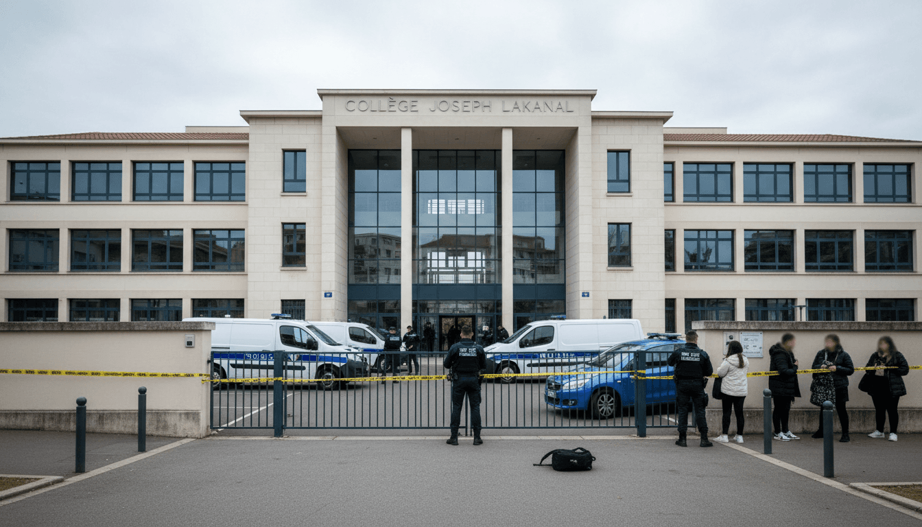 Police presence at Joseph Lakanal middle school after a shooting incident involving a 14-year-old pupil.