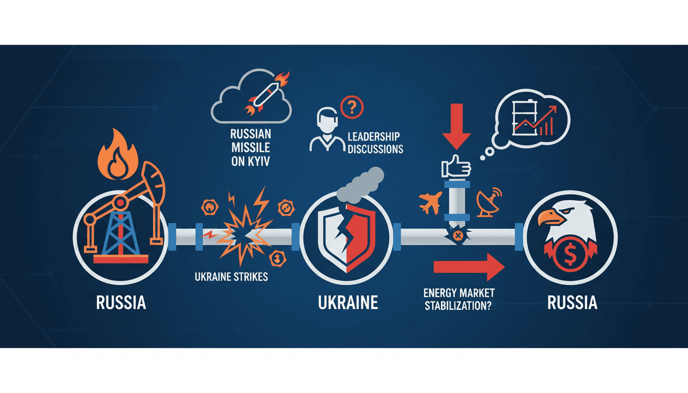 A graphic showing Trump, Zelensky, and Putin with energy infrastructure in the background, highlighting the geopolitical tensions.
