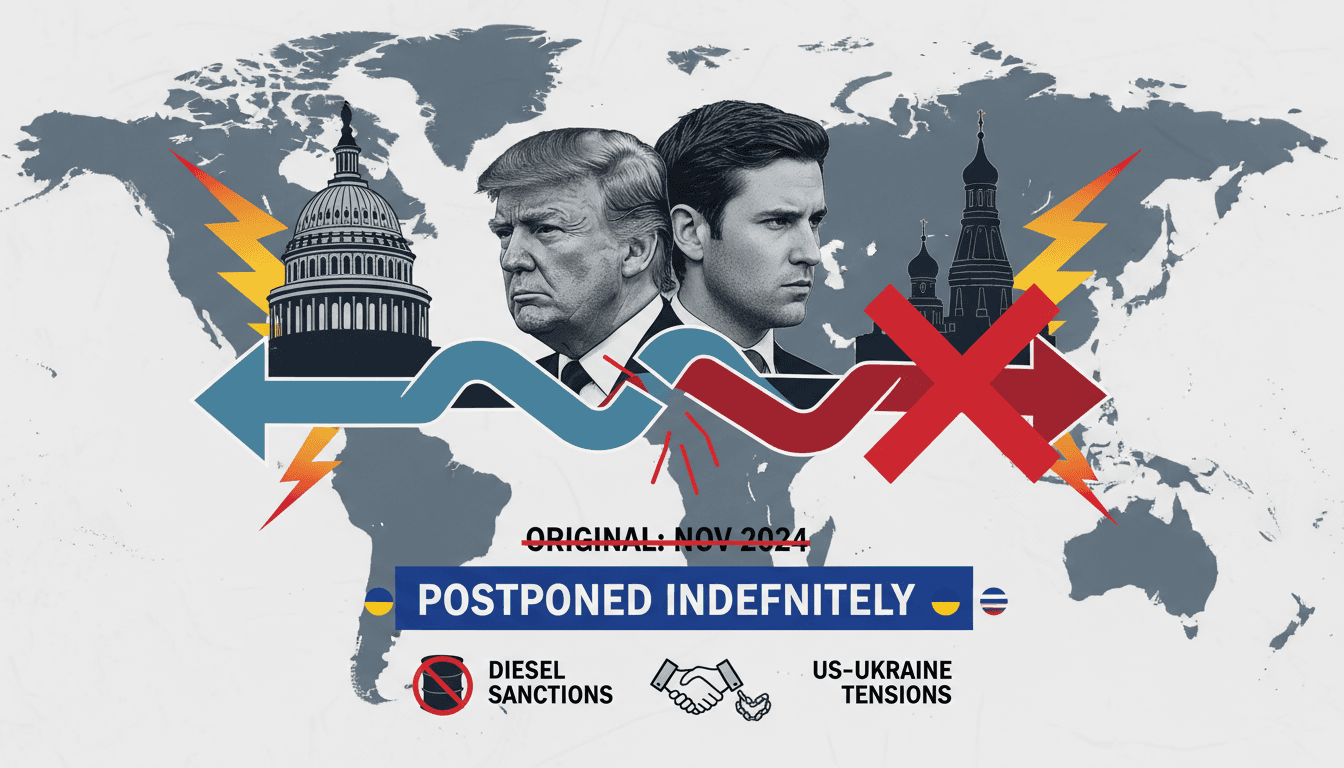 A visual representation of the postponed Moscow visit by Witkoff and Kushner, highlighting U.S.-Ukraine tensions.