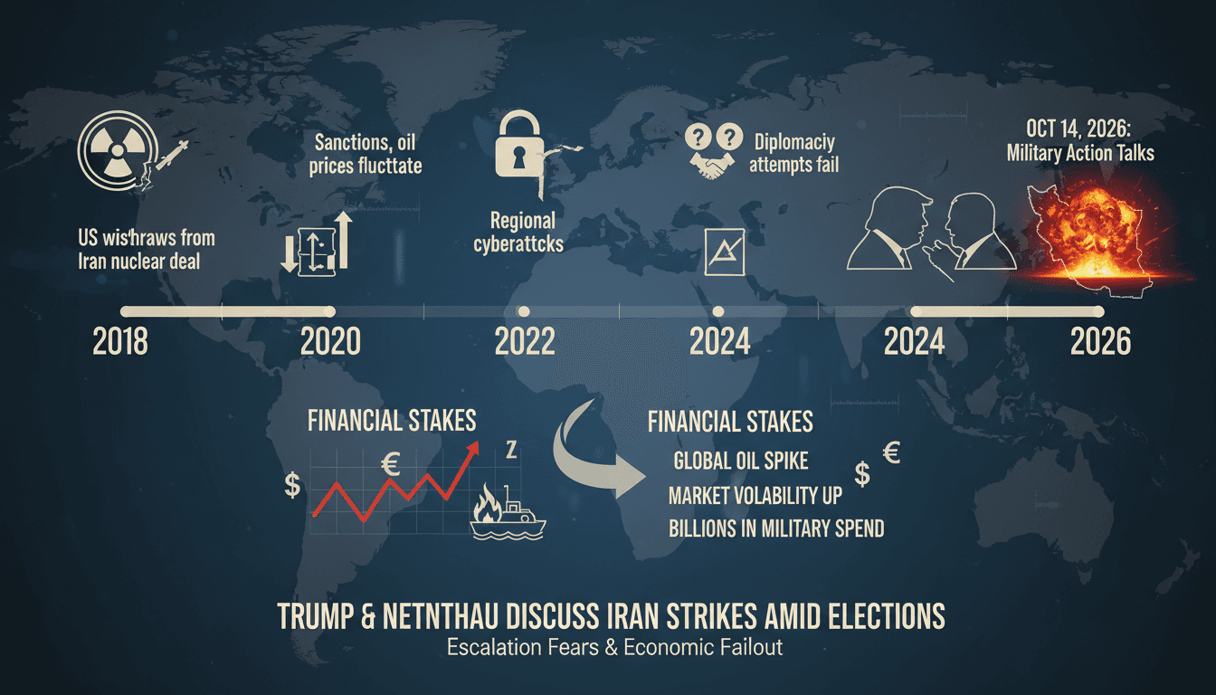 Infographic detailing Trump and Netanyahu's discussions on potential military action against Iran's nuclear sites.