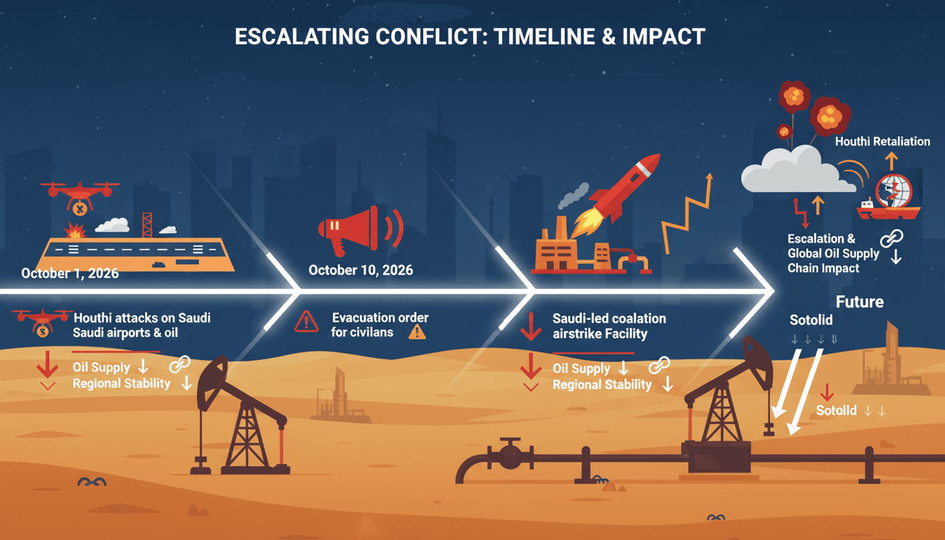 A map highlighting the location of the Saudi-led coalition airstrike on Yemen's oil facility and its implications for global oil supply.