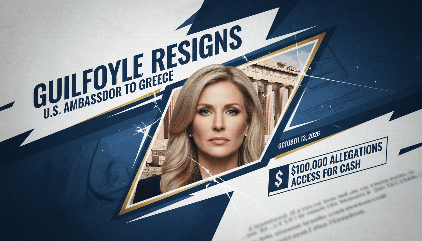 Kimberly Guilfoyle resigns as U.S. Ambassador to Greece amid misconduct allegations.