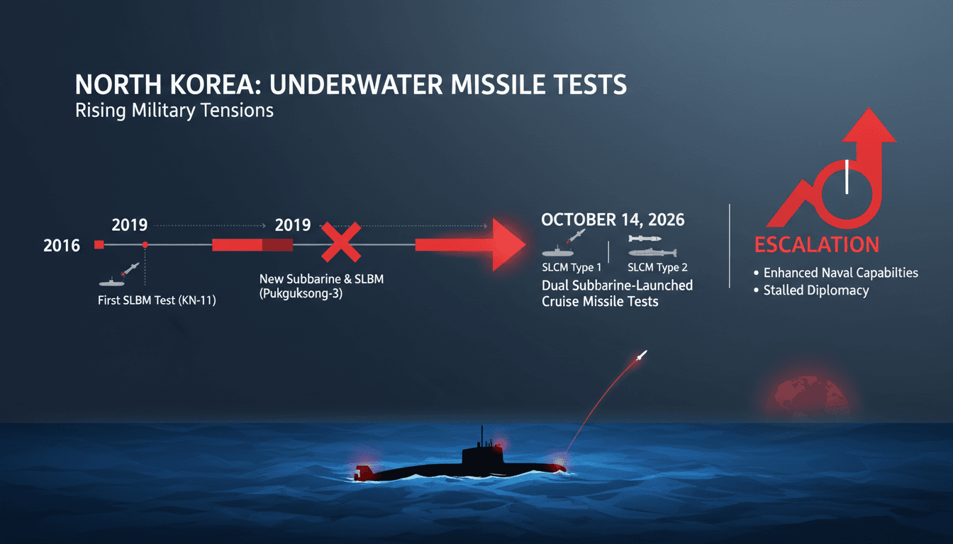 North Korea's submarine-launched cruise missile test in the East Sea, showcasing military advancements.