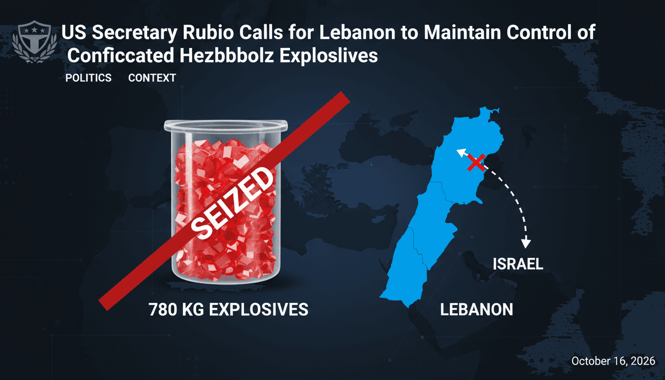 Infographic showing the 780 kg of explosives seized in Lebanon, highlighting the Hezbollah connection and regional implications.